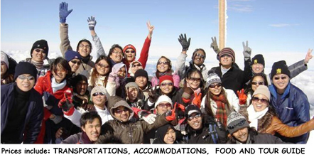 Group photo on top of Swiss Alps